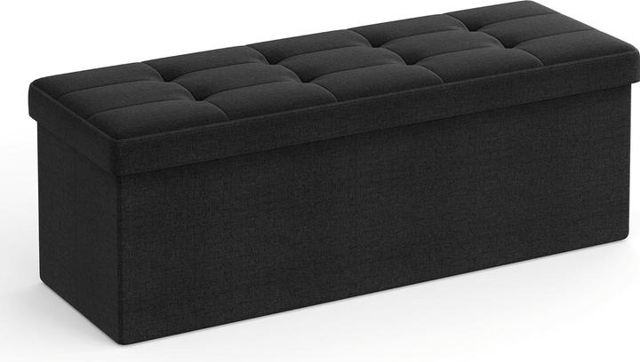 Songmics Sitzbank Sitztruhe Stauraum Klappbar Stabil Wohnzimmer Tintenschwarz (110 cm)
