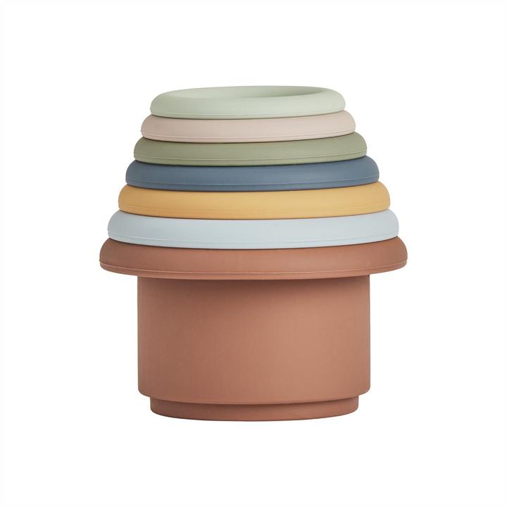 Actual product image OYOY Mini Tawa 7-piece stacking toy, caramel/blue