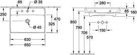 Produktbild Villeroy & Boch V&B Waschtisch COLLARO 650x470mm m ÜL m HL stone white C+ (470 mm, 650 mm)