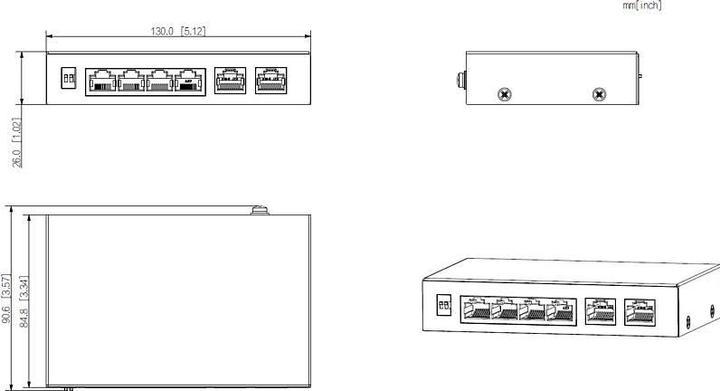 Produktbild Dahua PoE-Switch PFS3006-4GT-60-V2 unmanaged (6 Ports)