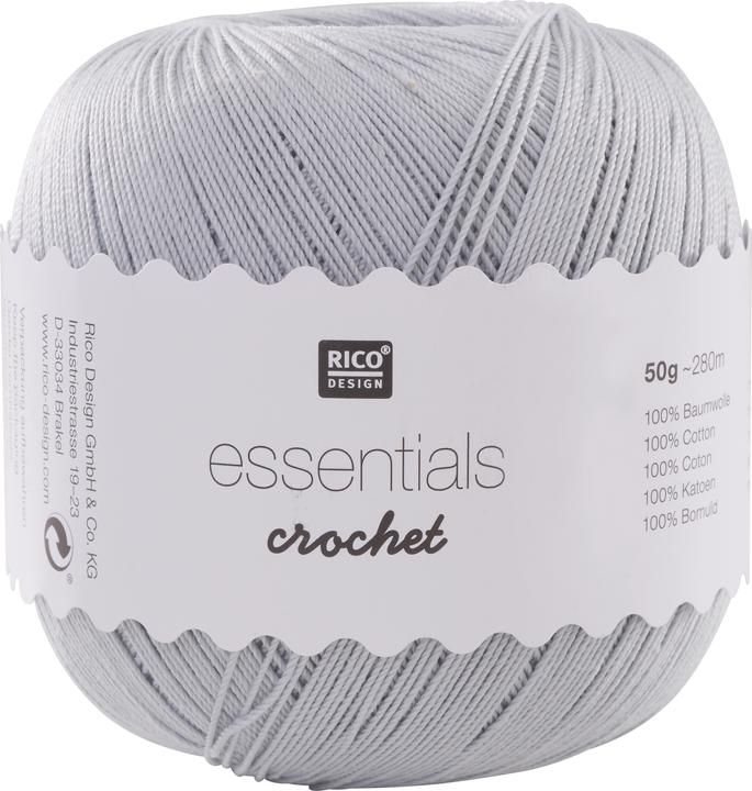 Actual product image Rico Design Crochet and Knitting Yarn Essentials Crochet 50 g, Light Grey (280 m)