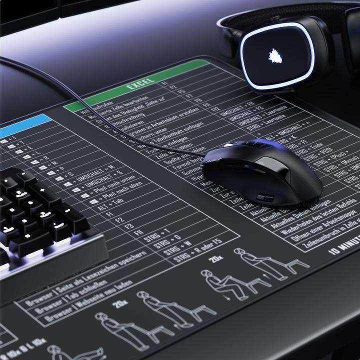 Immagine prodotto Titanwolf Mauspad XXL Speed Mousepad 900 x 400 x 3 mm, Schreibtischauflage, abwaschbar, MS Office Fitness (XXL)