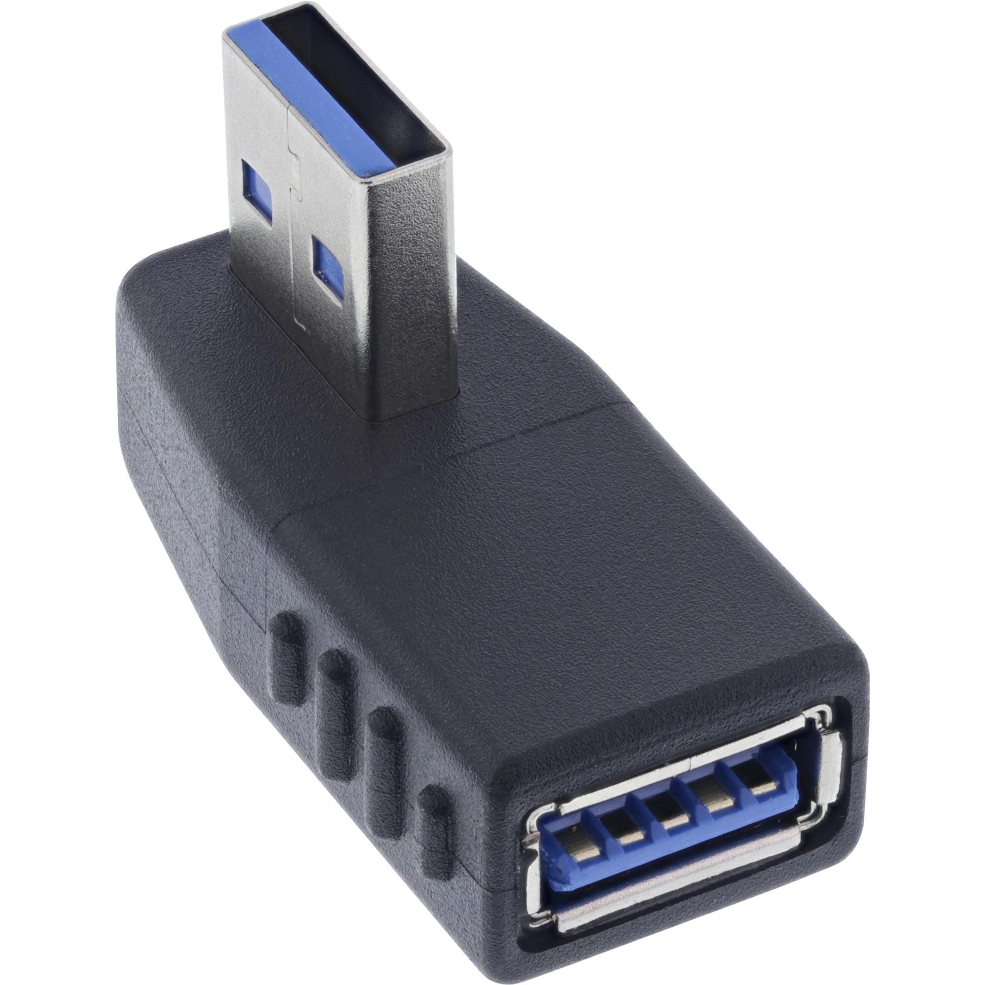 InLine  USB 3.2 Gen.1 Adapter, Stecker A auf Buchse A, gewinkelt 270° horizontal (USB-A, 3.50 cm), Adattatore dati + video, Nero