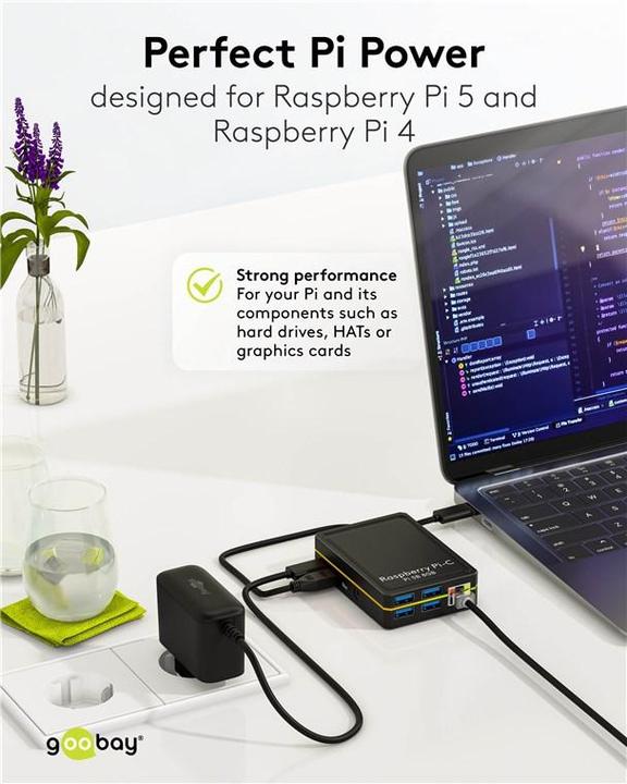 Actual product image Goobay Netzteil für Raspberry Pi 5, 27 W, GaN, schwarz