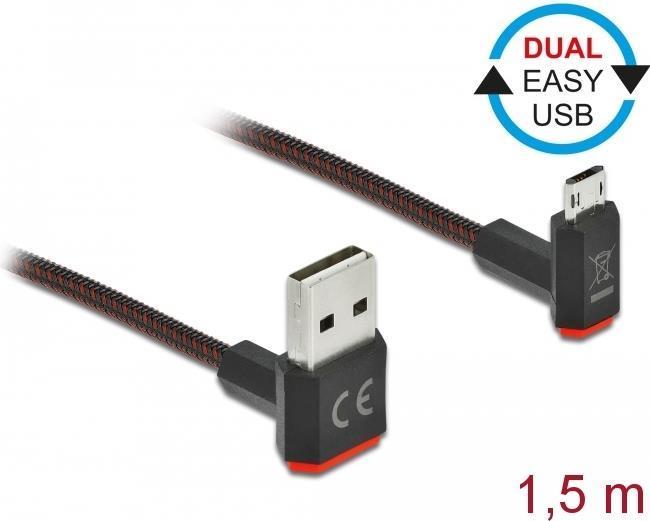 Actual product image Delock USB 2.0 cable EASY-USB, A-MicroB angled top/bottom 1.5 m (1.50 m, USB 2.0)