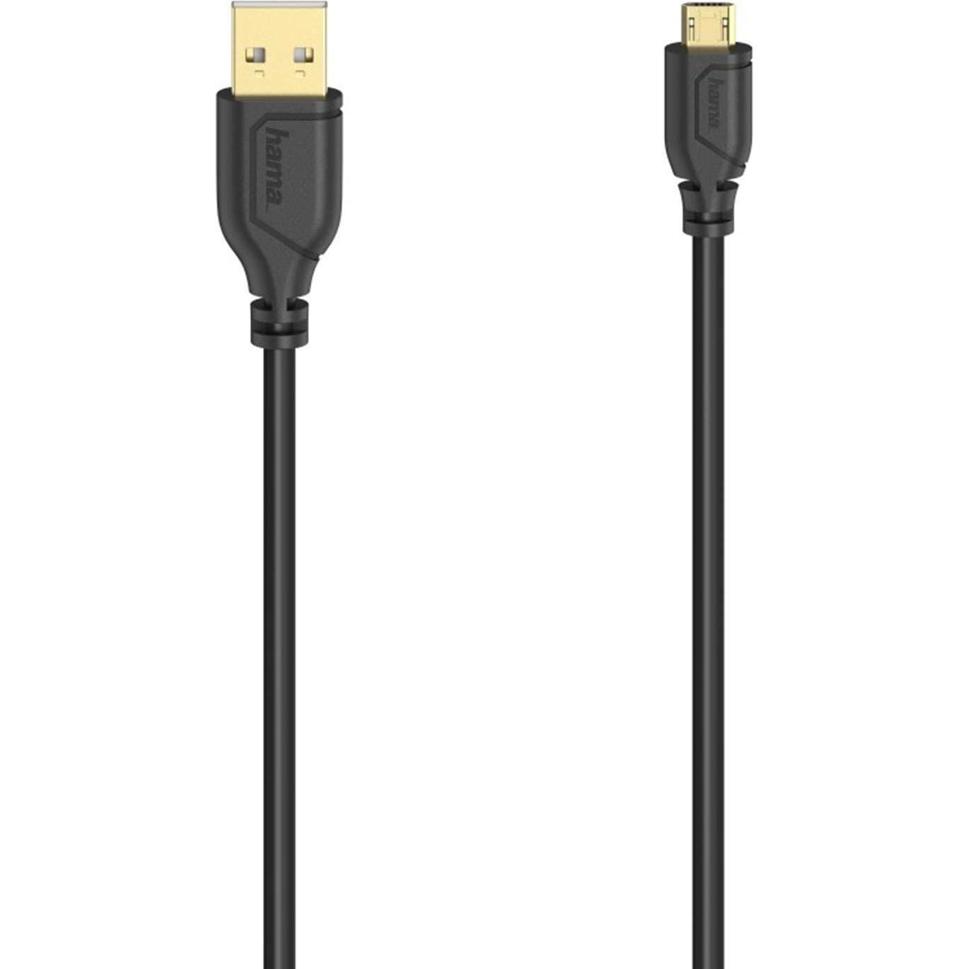 Hama Cavo Micro USB Flexi-Slim, USB 2.0, 480 Mbit/s, 0,75 m (0.75 m, USB 2.0), Cavo USB