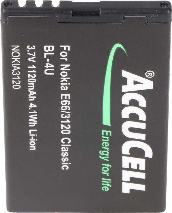 Actual product image AccuCell Battery suitable for Nokia 3120 classic BL-4U, Nokia E66