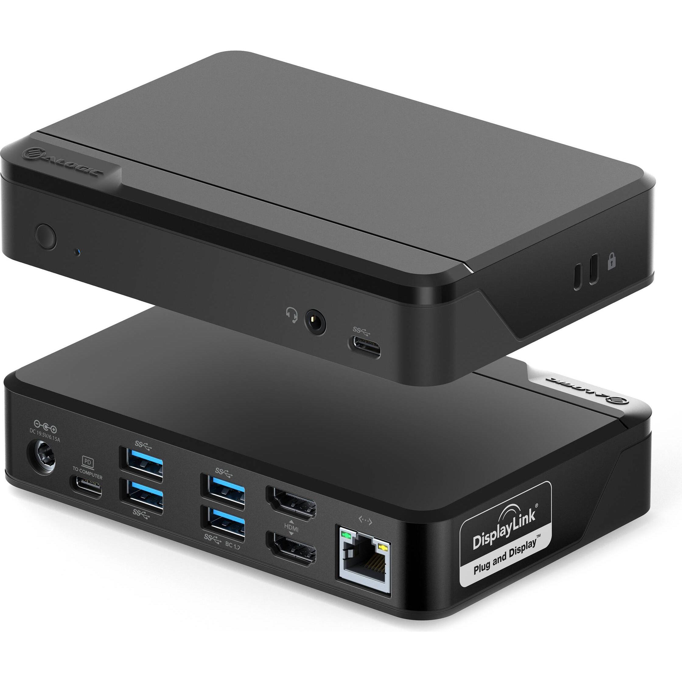 Alogic Docking Station Universal Twin HD USB-C & USB-A (USB-C, USB-A, 10 Ports), Dockingstation + USB Hub, Schwarz