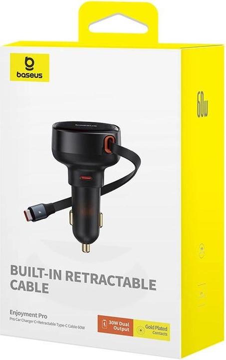 Produktbild Baseus Car Charger Enjoyment Pro with cable USB-C, 60W (Black)