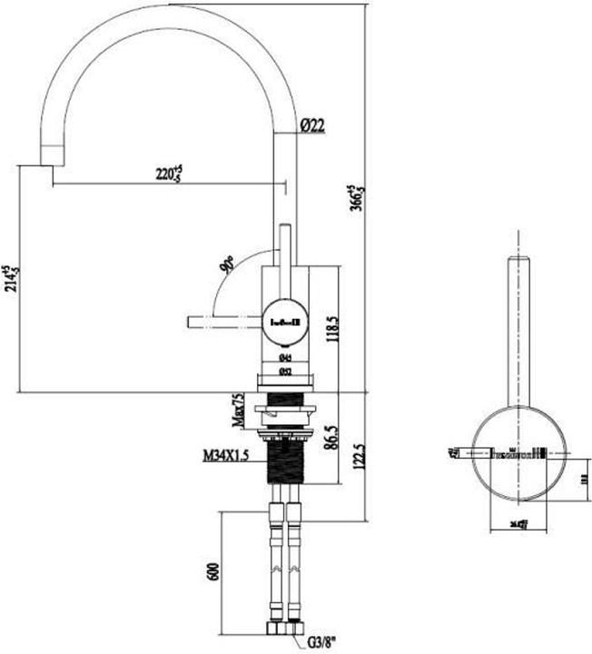 Produktbild Reginox Edelstahl Armatur, Spring 22x36,5 R31780