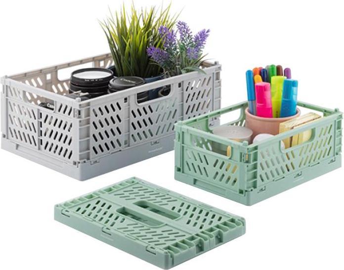 Image du produit InnovaGoods 3x boîtes de rangement empilables et pliables (30 x 20 x 12 cm, 20 x 15 x 9 cm)