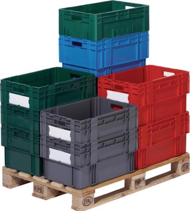 LA-KA-PE Rotating stacking container PP grey L600xW400xH420mm