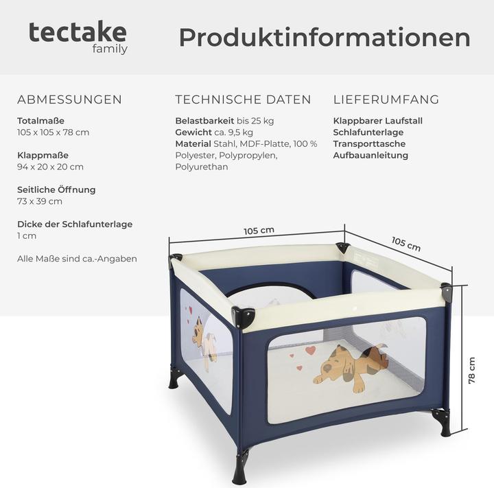 Immagine prodotto tectake Box bambini Tommy Junior 105 x 105 x 78 cm (105 cm, 105 cm)