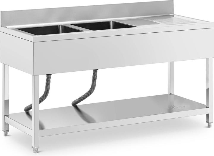 Image du produit Royal Catering Plonge inox - 2 éviers - inox - 160 x 60 x 97 cm -