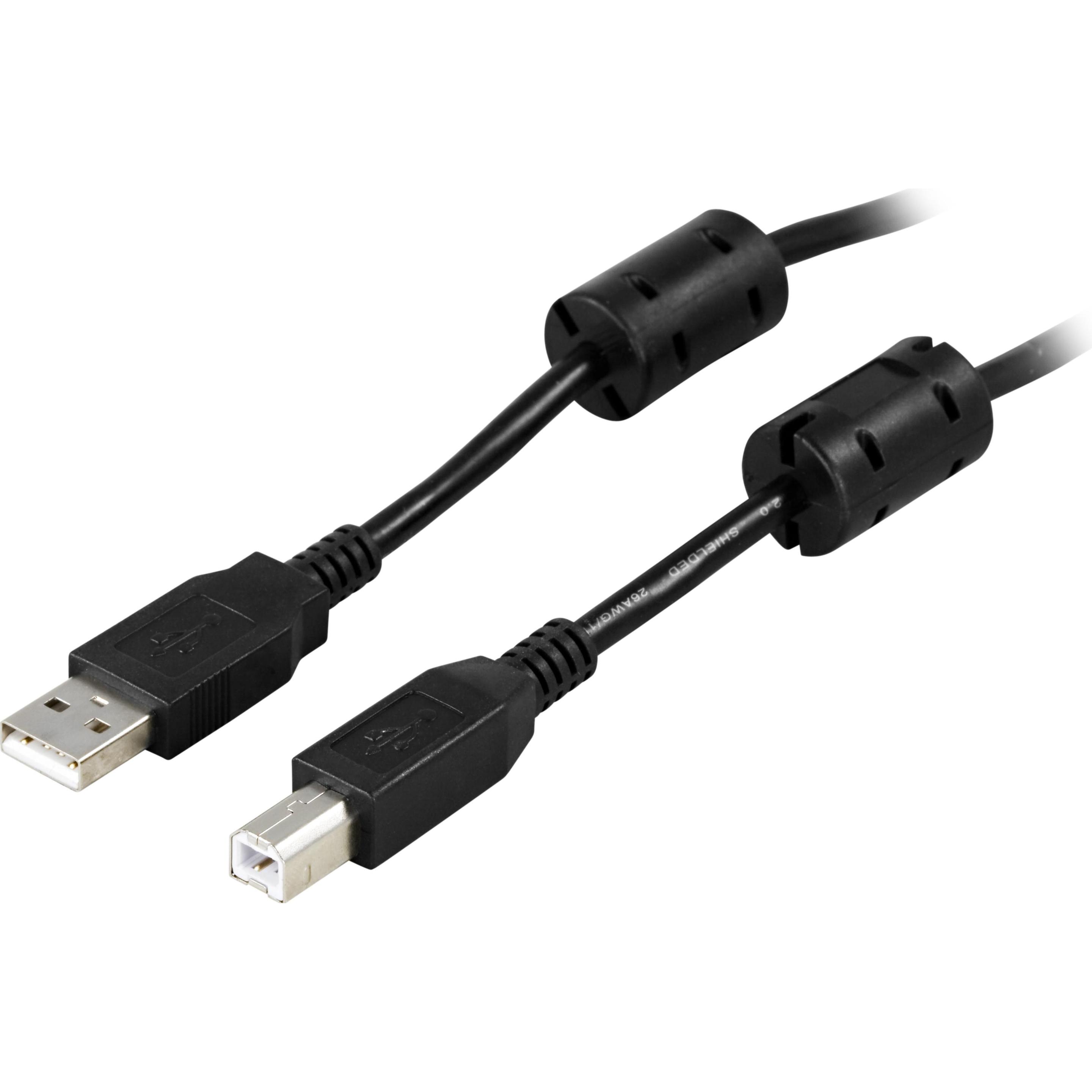 Deltaco Cavo USB 2.0 tipo A hane - B 5m ferritkärnor svart (5 m, USB 2.0), Cavo USB