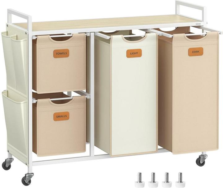 Vasagle Wäschekorb mit Ablage Creme-Camel (150 l)