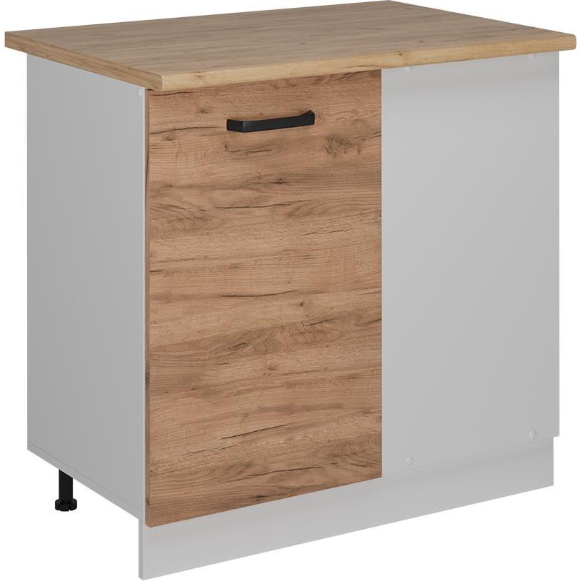 Vicco, Regal, Eckunterschrank R-Line, Goldkraft Eiche/Weiss, 86 cm AP Eiche