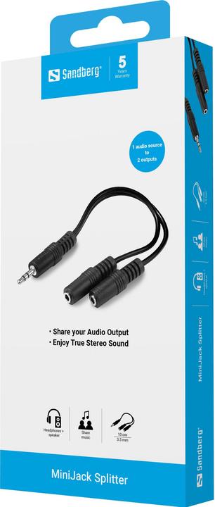 Actual product image Sandberg Mini Jack splitter (Audio Splitter)