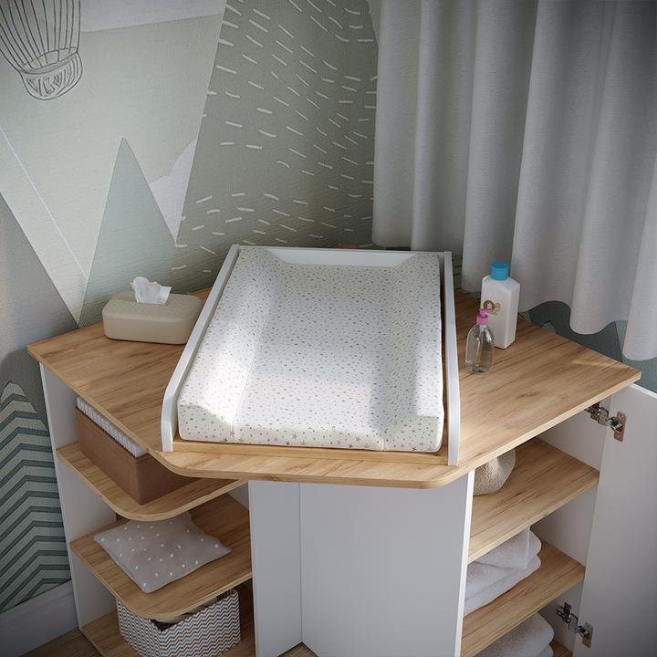 Actual product image Vicco Changing dresser Kristian, White/golden oak, 85 x 77.3 cm with changing table