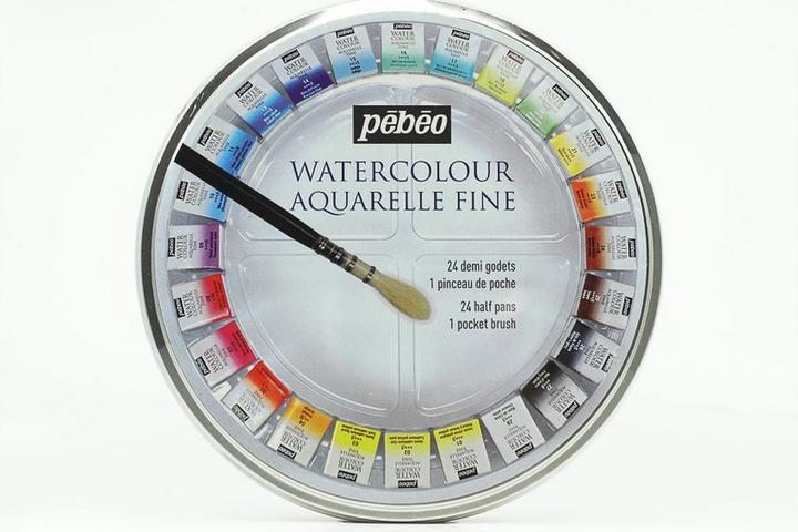 Produktbild Pebeo Feine Aquarellfarben Runder Metallkasten: 24 Halbe Näpfchen