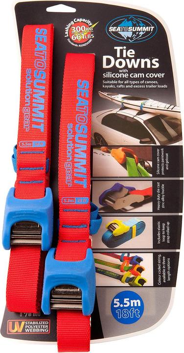 Actual product image Sea To Summit Tie Downs with Silicone Cam Cover Strap 5.5 m Pair