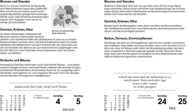 Valori nutrizionali e ingredienti Calendario del giardino 2025 (Copertina rigida, Tedesco)