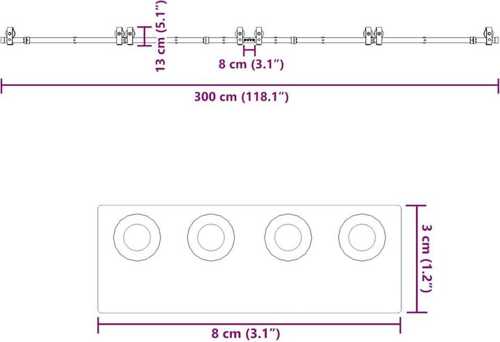 Produktbild VidaXL Schiebetürbeschlag-Set 183 cm Stahl Schwarz Schiebetürbeschlag-Satz