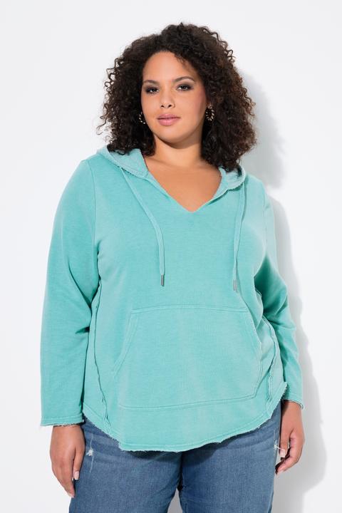 Produktbild Ulla Popken Hoodie, offenkantig, Kapuze, V-Ausschnitt, Langarm (42, 44)