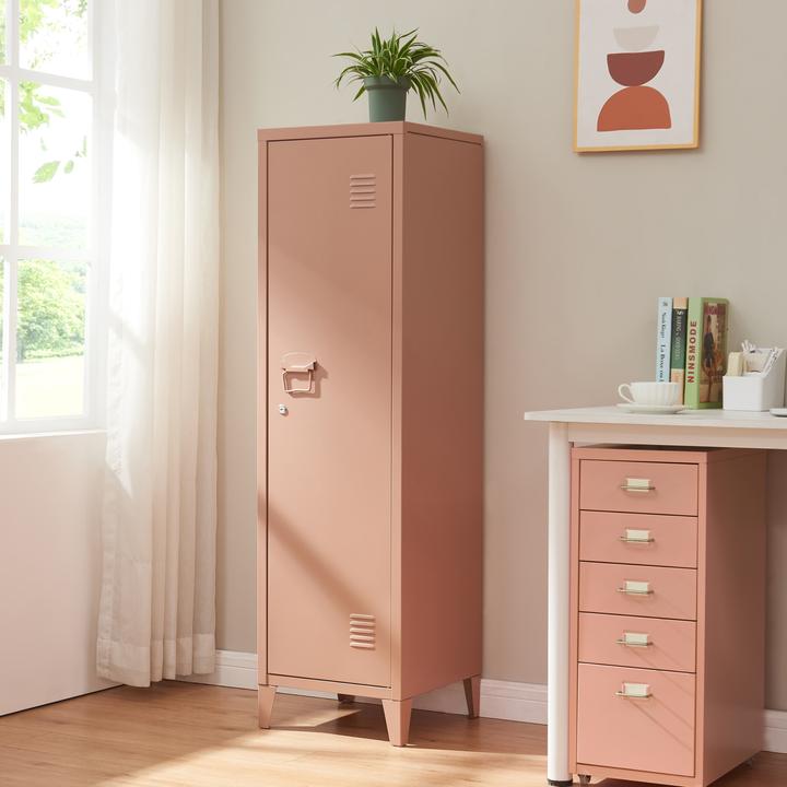 Actual product image En.Casa Einzelspind Kurikka 137x38x38 cm Hellbraun (38 x 38 x 137 cm)