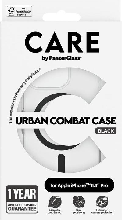 Actual product image PanzerGlass CARE Flagship Case Urban Combat w. Black MagSafe iPhone '24 6.3" Pro (Apple iPhone 16 Pro)