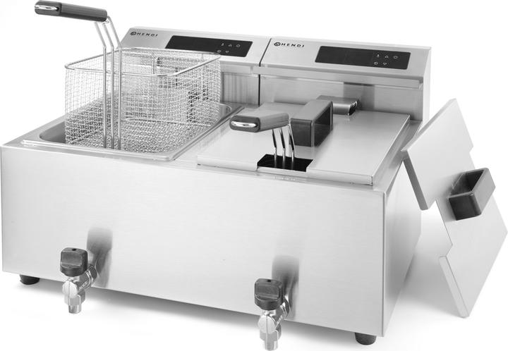 Actual product image Hendi Deep fryer Profi Line digital with drain tap 2 x 8 l