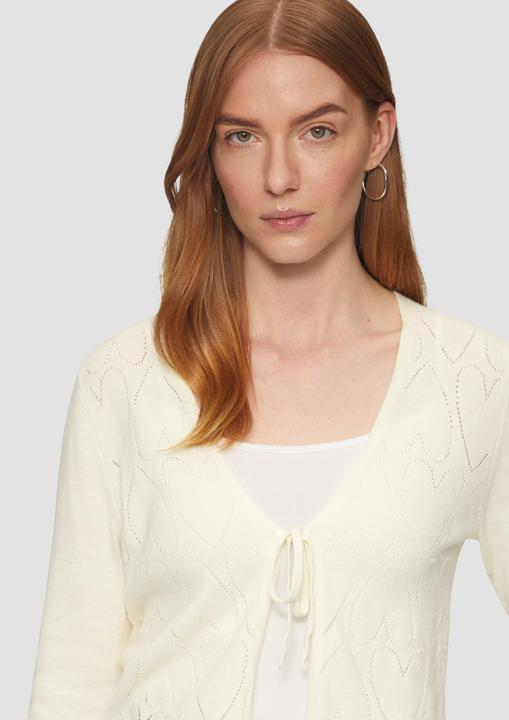 Produktbild s.Oliver Strickjacke Feinstrick-Jacke mit Herz-Ajourmuster und Bindeband (36)
