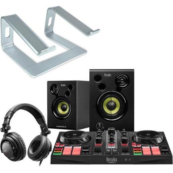 Hercules DJ Learning Kit DJ-Set mit Ständer Silber, DJ Controller