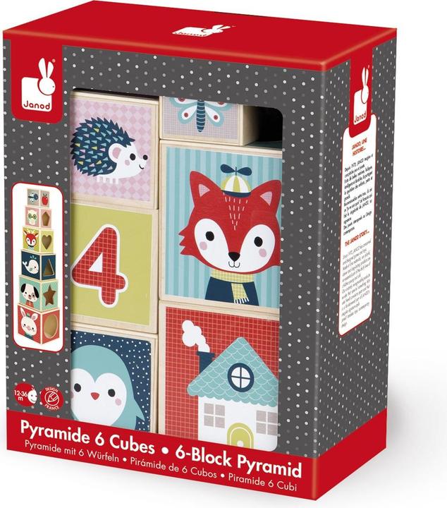 Image du produit Janod Pyramide à 6 cubes - Bébé forêt