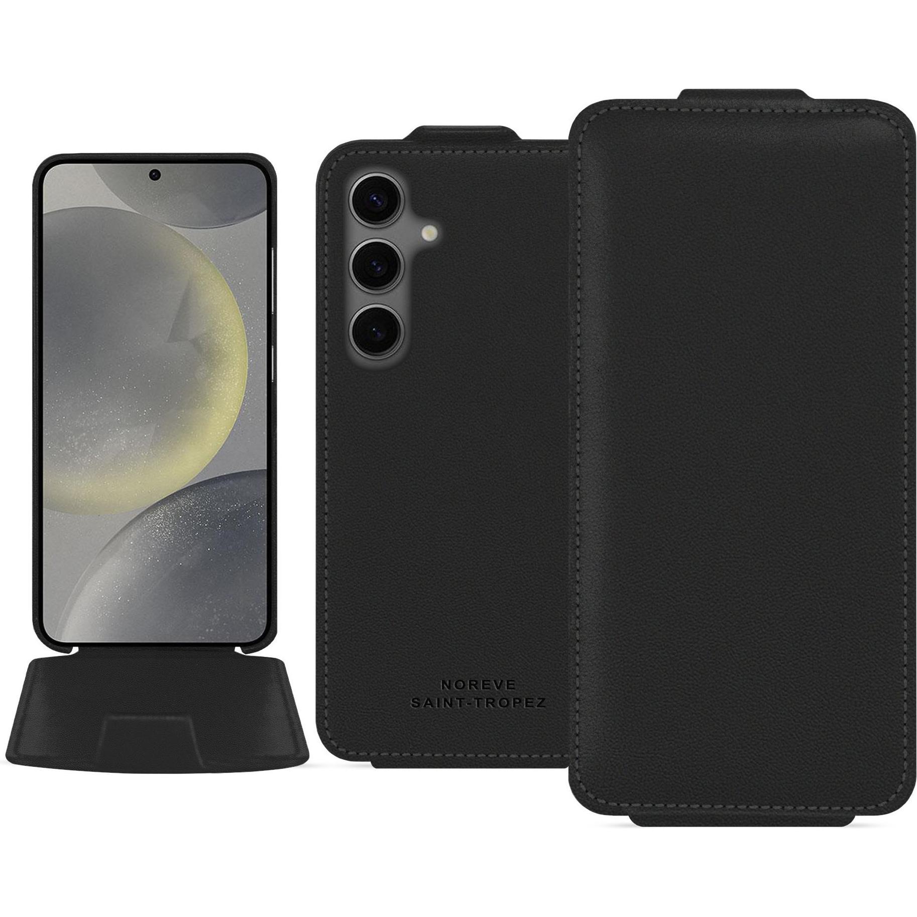 Noreve Lederschutzhülle vertikal (Samsung Galaxy S24+), Smartphone Hülle, Schwarz