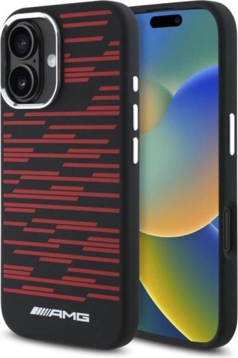 Actual product image Mercedes AMG AMHMP16SSRRK iPhone 16 6.1" czarny/black hardcase Silicone Graphics MagSafe (Apple iPhone 16)