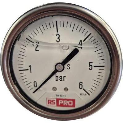 RS PRO Druckmessgerät Prozessanschluss unten Analo, Misurazione