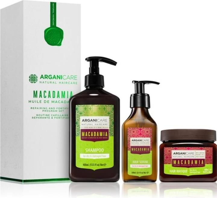 Arganicare Macadamia Repairing and Fortifying Program Set für geschädigtes und trockenes Haar (Haarpflege Set)