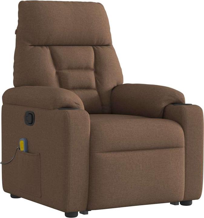 Actual product image vidaXL Massage chair with stand-up aid brown fabric