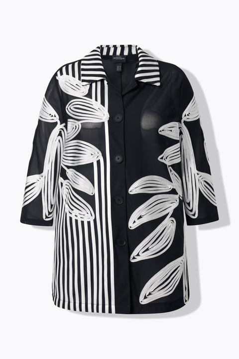 Immagine prodotto Ulla Popken Camicetta lunga con colletto da camicia, ricamo, maniche a 3/4 (46)