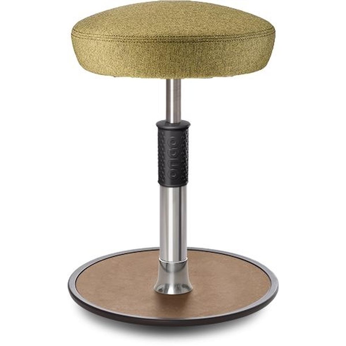 Ongo, Bürostuhl, Sitz- Stehhocker Free Regular Hutsitz Camira Rivet Senfgelb Chrom /Natur