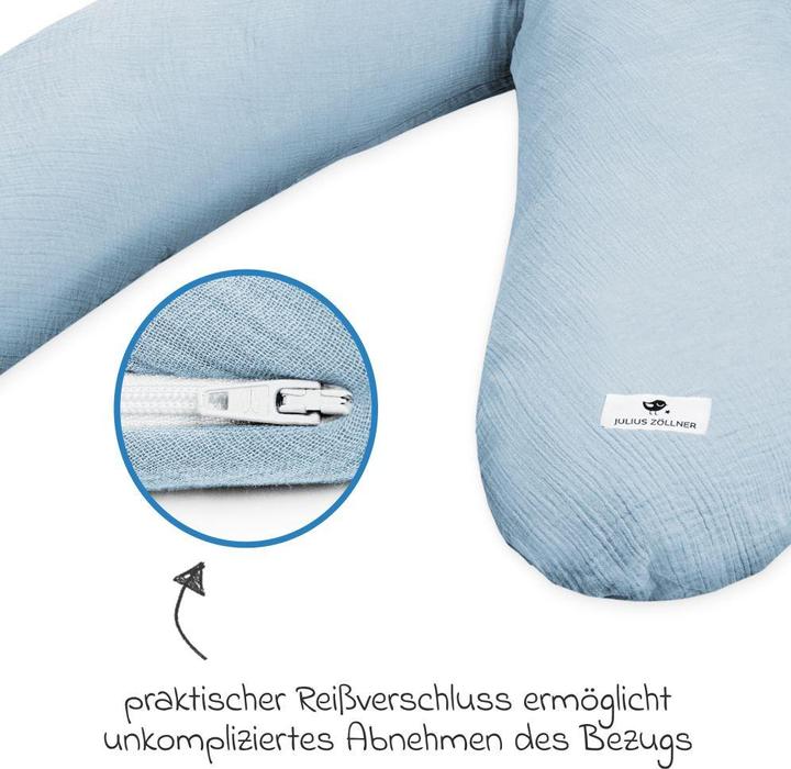 Actual product image Julius Zöllner Cotton muslin nursing cushion in denim (75 cm)