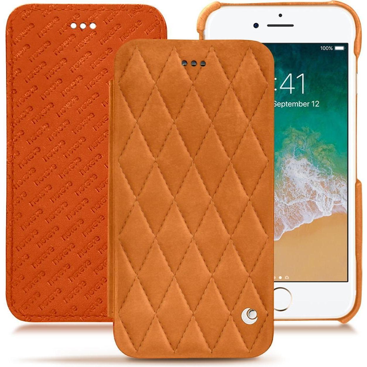 Noreve Lederschutzhülle horizontal (Apple iPhone 7), Smartphone Hülle, Orange