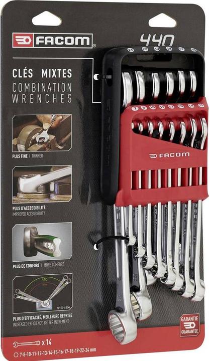 Image du produit Facom Jeu de clés mixte (10 mm, 11 mm, 12 mm, 13 mm, 14 mm, 15 mm, 16 mm, 17 mm, 18 mm, 19 mm, 22 mm, 24 mm, 7 mm, 8 mm)