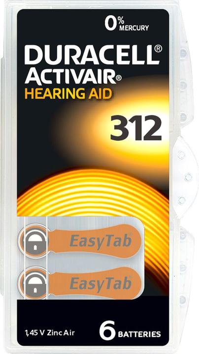 Immagine prodotto Duracell Hörgeräte-Batterien ZA 312 1.45 V, 160 mAh, 2x 6er-Sparpack (12 pz., A312, 160 mAh)