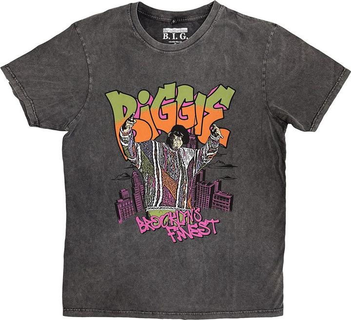 Actual product image Biggie Smalls Cartoon Graffiti Stone Wash (M)