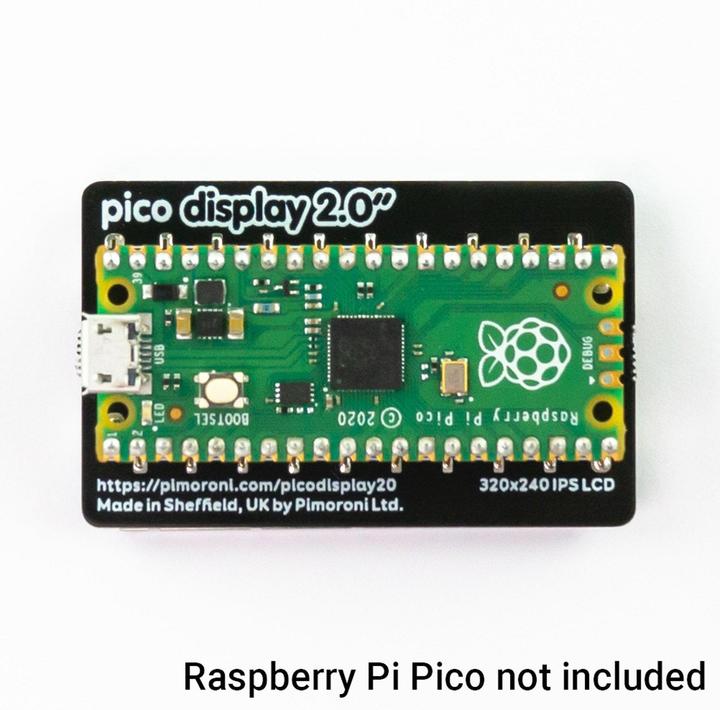 Produktbild Pimoroni Pico Display Pack 2.0, 320x240 IPS LCD, 4 Tasten, RGB LED, kompatibel mit Pico/Pico W