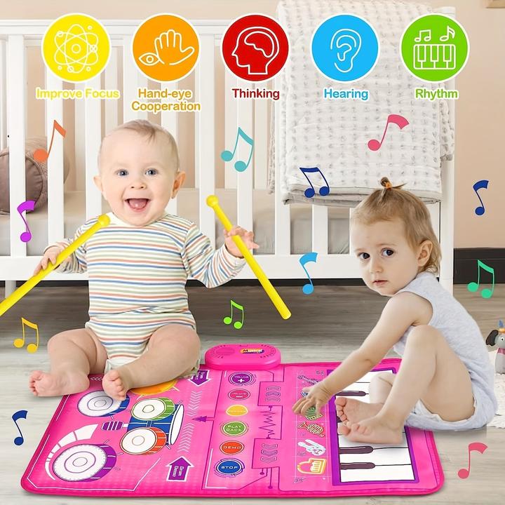 Immagine prodotto Activity Board Tappetino musicale 2 in 1, tastiera per pianoforte e tappetino per batteria con bacchette