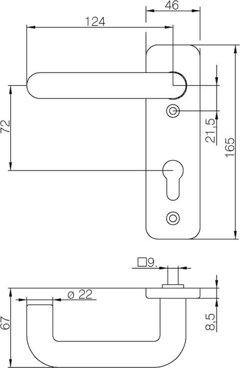 Image du produit Magni DENI protection contre l'incendie garniture de poignée plaque courte carré/carré - cliquet/cliquet
