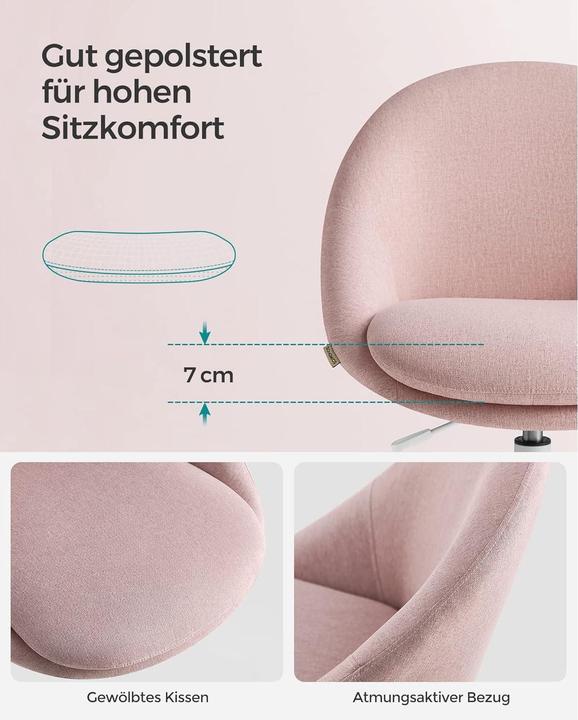 Produktbild Songmics Bürostuhl mit Fusskreuz, Rosa, Produkttyp: Bürostuhl